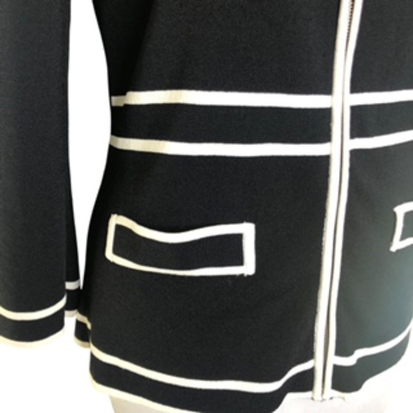 Cable & Gauge Full Zip Front Black with White Trim Women's Jacket Size L - Picture 3 of 6